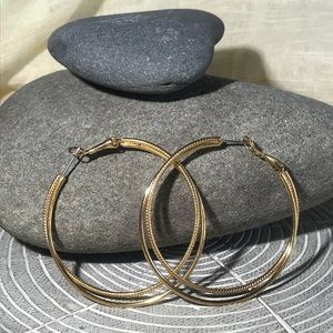 Lia Sophia bright gold shiny hoops